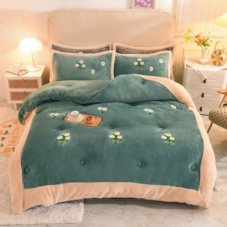 Chăn Lông Thỏ Thêu Hoa Cúc BELLA HO 4.5kg Chất Siêu Mịn Hàng Cao Cấp