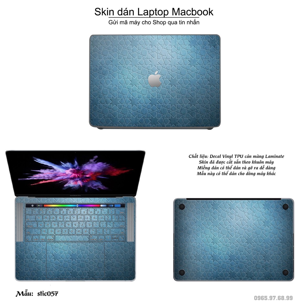 Skin dán Macbook mẫu Hoa văn sticker (đã cắt sẵn, inbox mã máy cho shop)