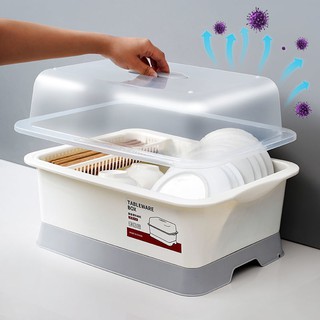 Tủ thoát nước nhà bếp có nắp, giá để bát đĩa, đồ dùng gia đình và hộp đựng đũa Kệ