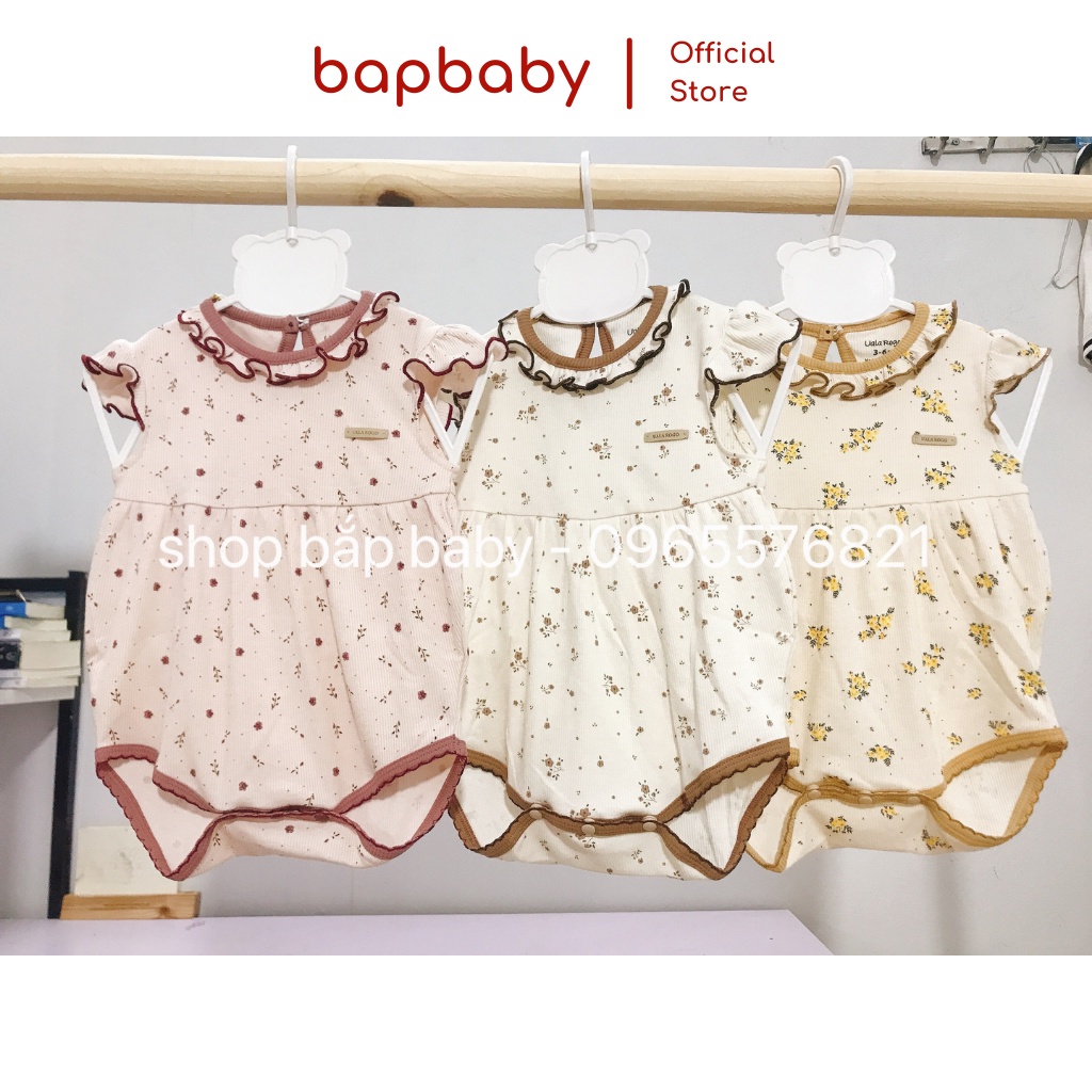 Body chip bé gái Uala Rogo cộc tay, vải cotton thoáng mát, size cho bé 3 tháng đến 9 tháng tuổi