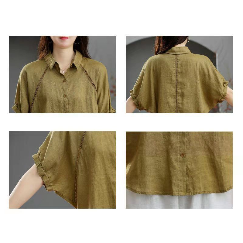 Áo Thun Cotton Lanh Dáng Rộng Tay Ngắn Thời Trang Mùa Hè Kiểu Mới Cho Nữ