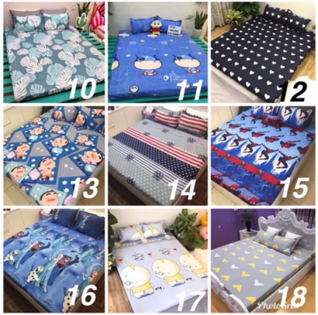 Bộ ga gối m6/m8 ga giường poly, ga gối poly , ga trải giường + 2 vỏ gối nằm đơn giản gohome Bedding