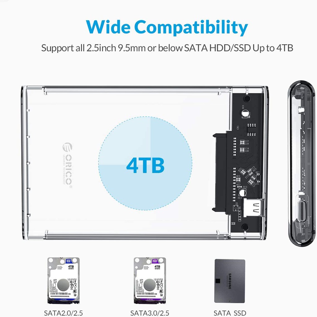 Hộp Chuyển Đổi Ổ Cứng Orico 2139c3 Sata Sang Usb 3.1 Hdd 2.5 Inch 10gbps Trong Suốt Hỗ Trợ 5gbps 4tb Uasp Type C | WebRaoVat - webraovat.net.vn