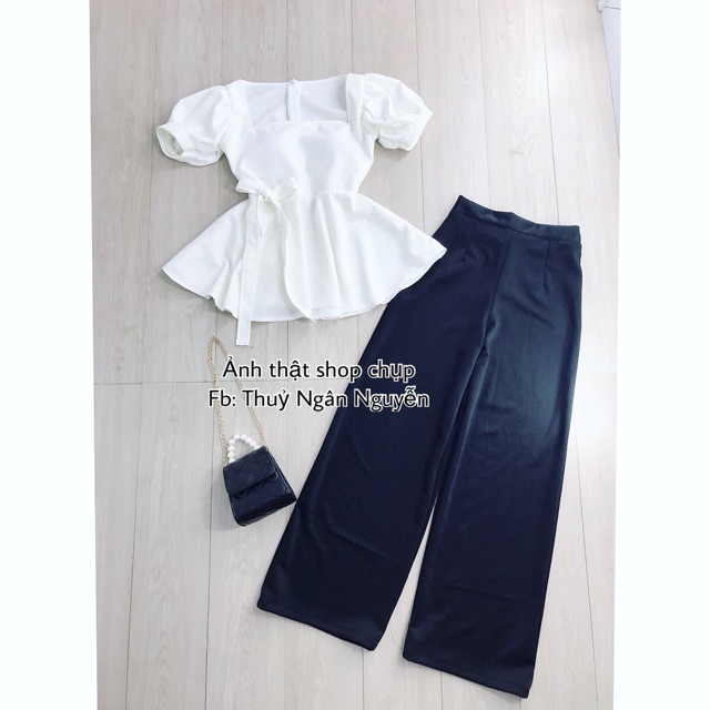 Set áo peplum và quần ống suông