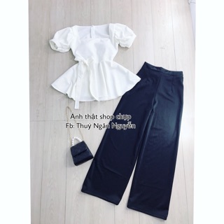 Set áo peplum và quần ống suông