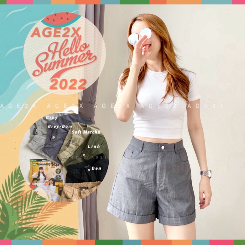⚠️HOT⚠️ Quần short nữ, Quần Short Lưng Cao Chính Hãng Chất kaki được wash mịn, Ống rộng, lên Phom Siêu Yêu