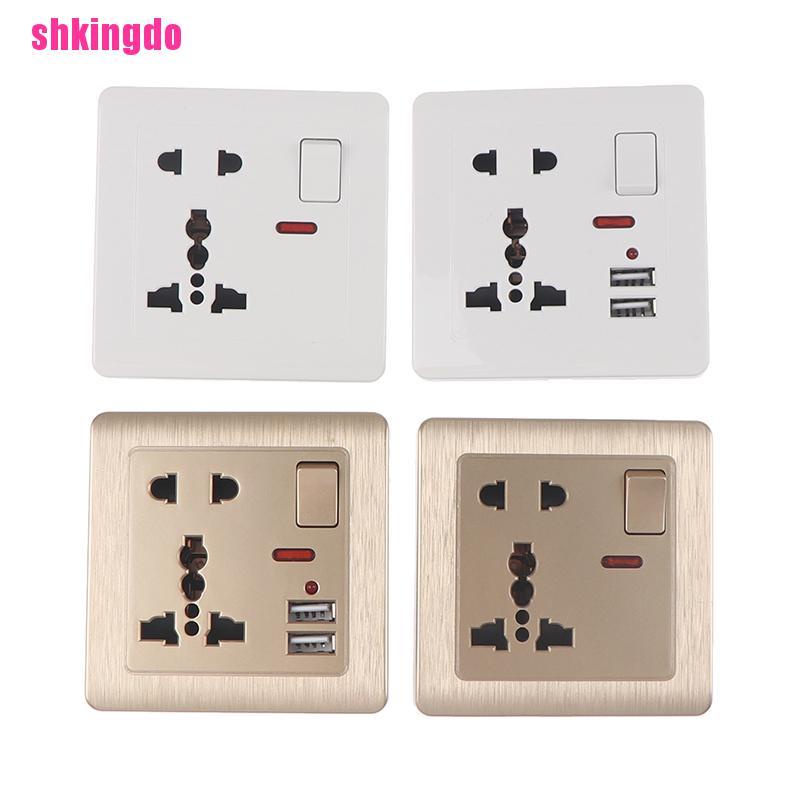 Ổ cắm điện gắn tường 5 cổng USB có đèn LED