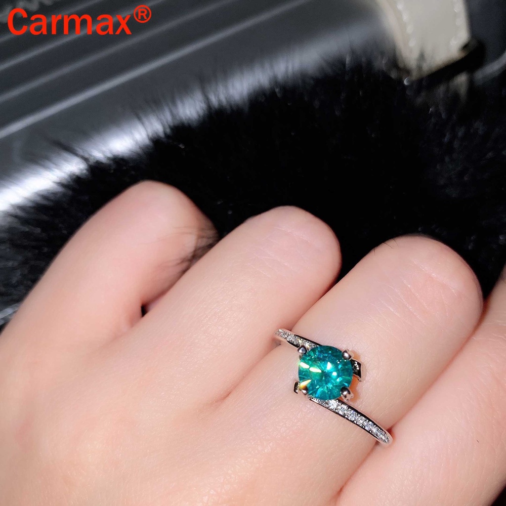 Nhẫn Moissanite Màu Xanh Lá Và Xanh Dương Đơn Giản Thanh Lịch