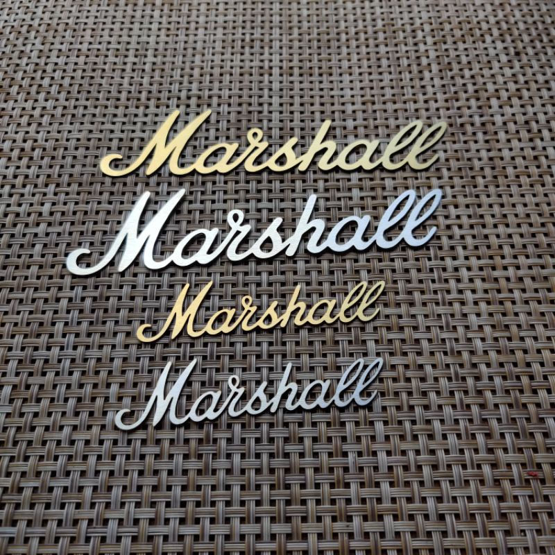 lôgô loa Marshall phủ nhôm xước bằng kinh loại inox siêu đẹp