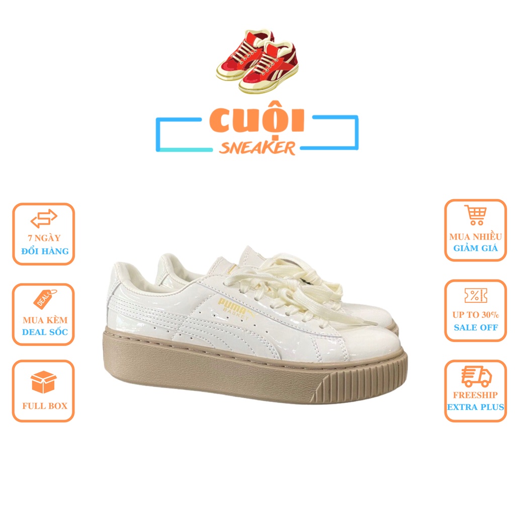 Giày Thể Thao Sneaker 𝗣𝘂𝗺𝗮 Nữ - Giày 𝗣𝘂𝗺𝗮 Trắng Đế Nâu Độn Đế Nữ Tăng Chiều Cao Full Bill Box