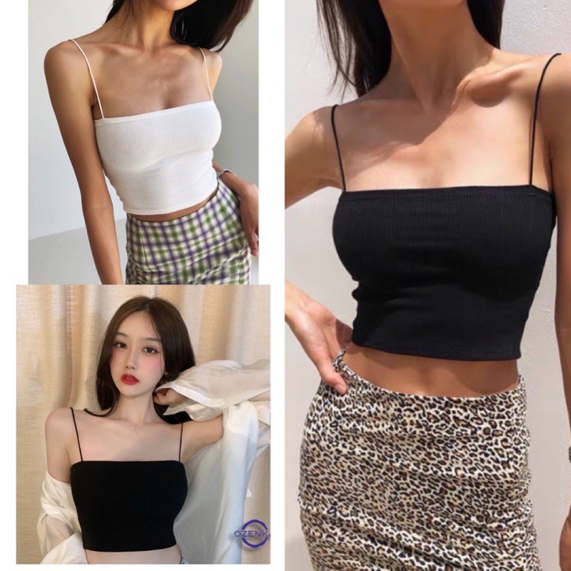 Áo 2 dây nữ 🍀áo croptop nữ , bra chất thun tăm co dãn về 2 màu phông nữ thời trang 1989