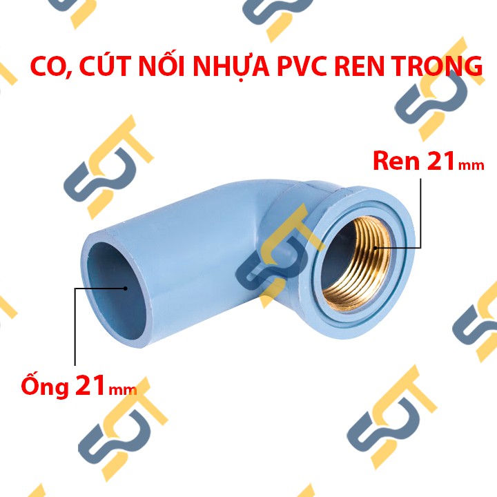 [CO NHỰA PVC] Ren trong (BSP hệ G) bằng đồng, kết nối cho ống nhựa PVC trơn dán (Cong &amp; Cút)- Chất liệu nhựa nguyên sinh