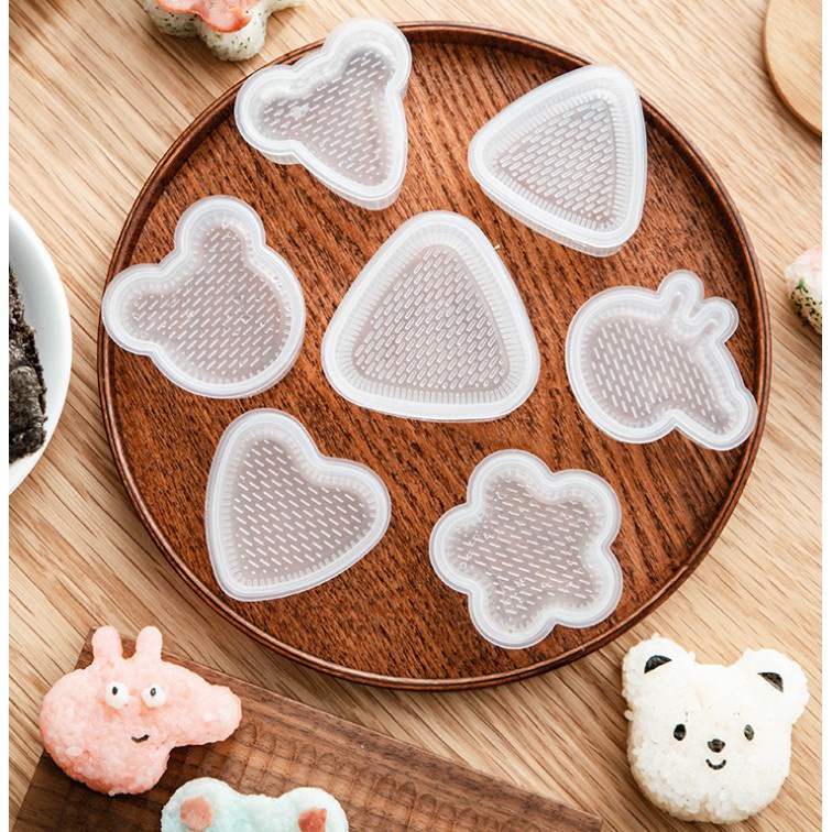 Bộ 7 Khuôn Làm Cơm Nắm Tạo Hình Bento, Giúp Bé Tự Làm Sushi Tạo Phấn Khích Cho Trẻ Ăn Dặm Siêu Dễ Thương