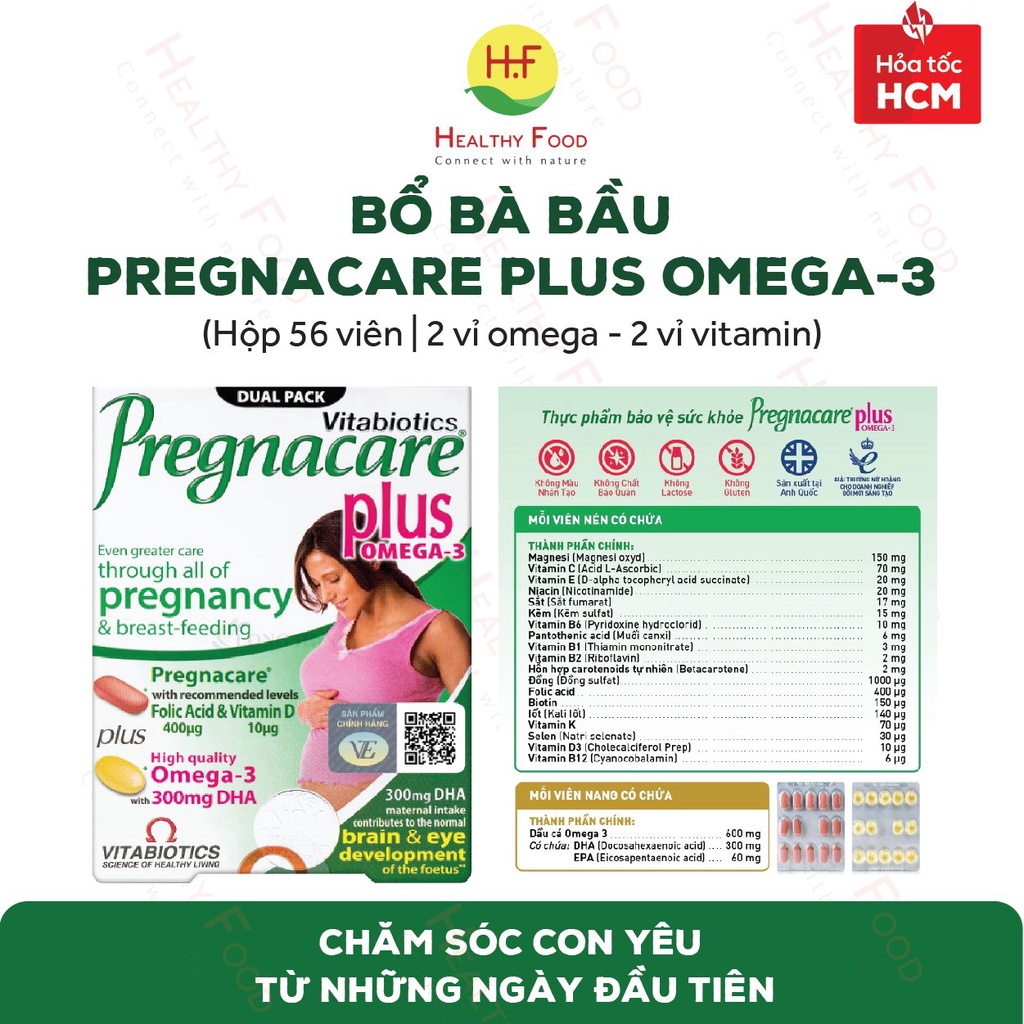 [UK] - Vitamin Tổng Hợp Hỗ Trợ Sức Khỏe Mẹ Bầu Và Cho Con Bú Vitabiotics-Pregnacare Plus Omega3 (Hộp 56v)