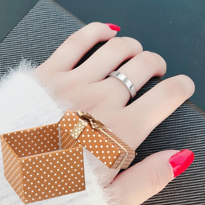 Nhẫn cặp đôi inox kiểu cạnh vuông trơn đơn giản đẹp mà chất - Bảo hành sáng bóng không đen- Tặng hộp - Sl 02 chiếc