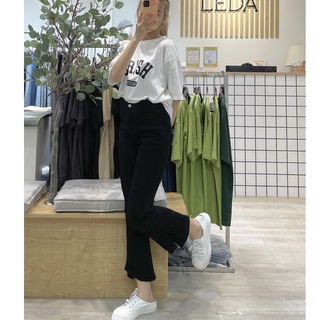 Quần Jean Ống Loe 9 Tấc XẺ XÉO - Leda