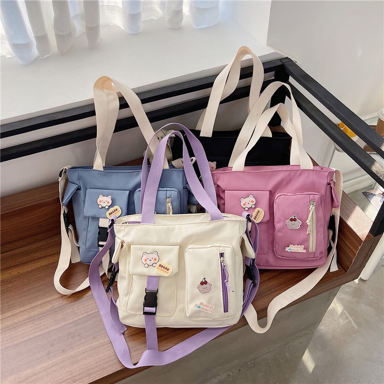 Túi tote vải canvas đeo chéo đeo vai cặp đi học vừa khổ A4 size lớn phong cách hàn quốc dành cho nữ 88STORE - TV009