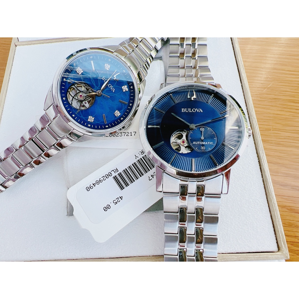 Đồng hồ đôi nam nữ dây thép Bulova 96P191 Và 96A247