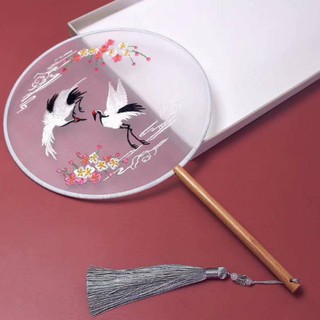 Quạt thêu hình hồ ly, hạc, mèo sinh động ( order phụ kiện cổ trang)