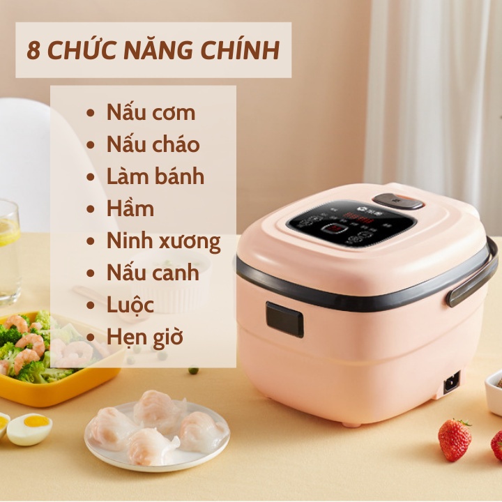 Nồi cơm điện đa năng - Nồi cơm điện 2.5L cho gia đình 2 đến 3 người, Nấu chín nhanh, Tiết kiệm điện - Bảo hành 1 năm