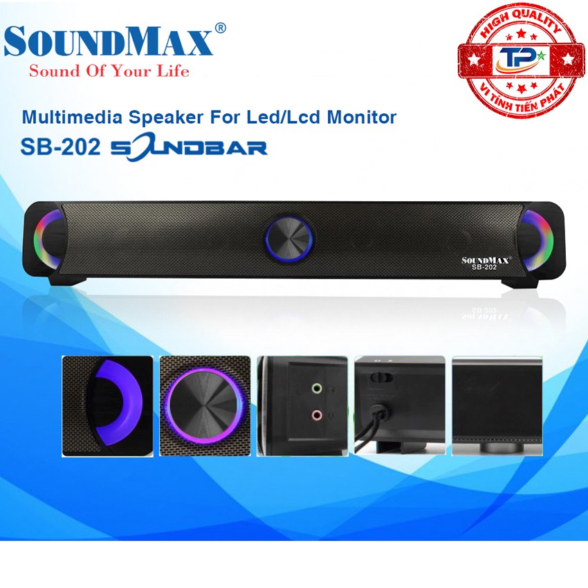 Loa vi tính Soundmax SoundBar SB202 / SB-202 chuẩn 2.0 Cho TV, PC, LAPTOP, ĐT... cực đỉnh