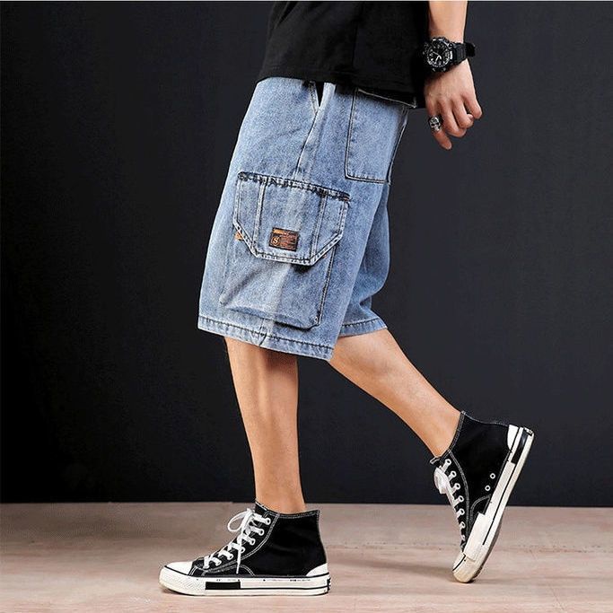 Quần short nam jean Bigsize Quần đùi dáng suông ngố túi hộp đen mùa hè Phong cách Hàn Quốc Thời Trang cao cấp đẹp