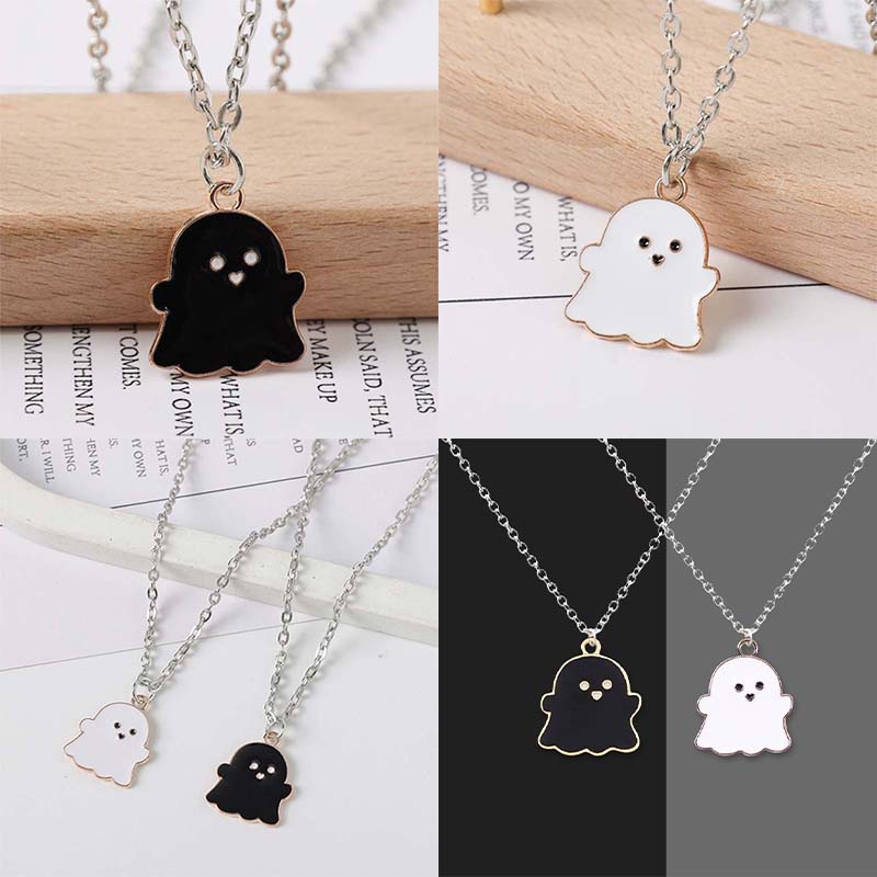 Vòng cổ hợp kim mặt hình ma màu trắng đen dễ thương cho cặp đôi ZOE