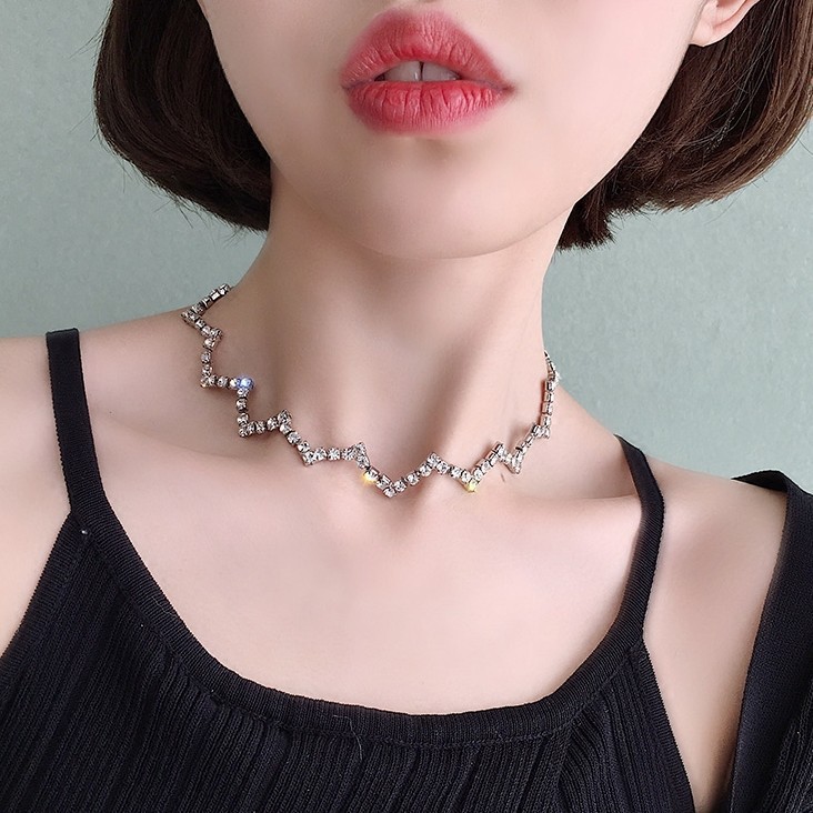 Vòng chocker đính đá lấp lánh ziczac sang trọng VC40