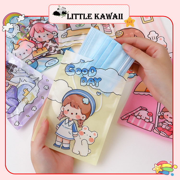 Túi zip dọc đựng quà, bánh kẹo, đồ nhỏ mini, sticker, kẹp tóc hình bé gái dễ thương