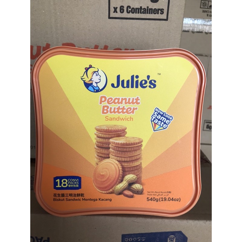 Date 2/2025 Bánh quy bơ đậu phộng Julie 540g nhập khẩu Malaysia