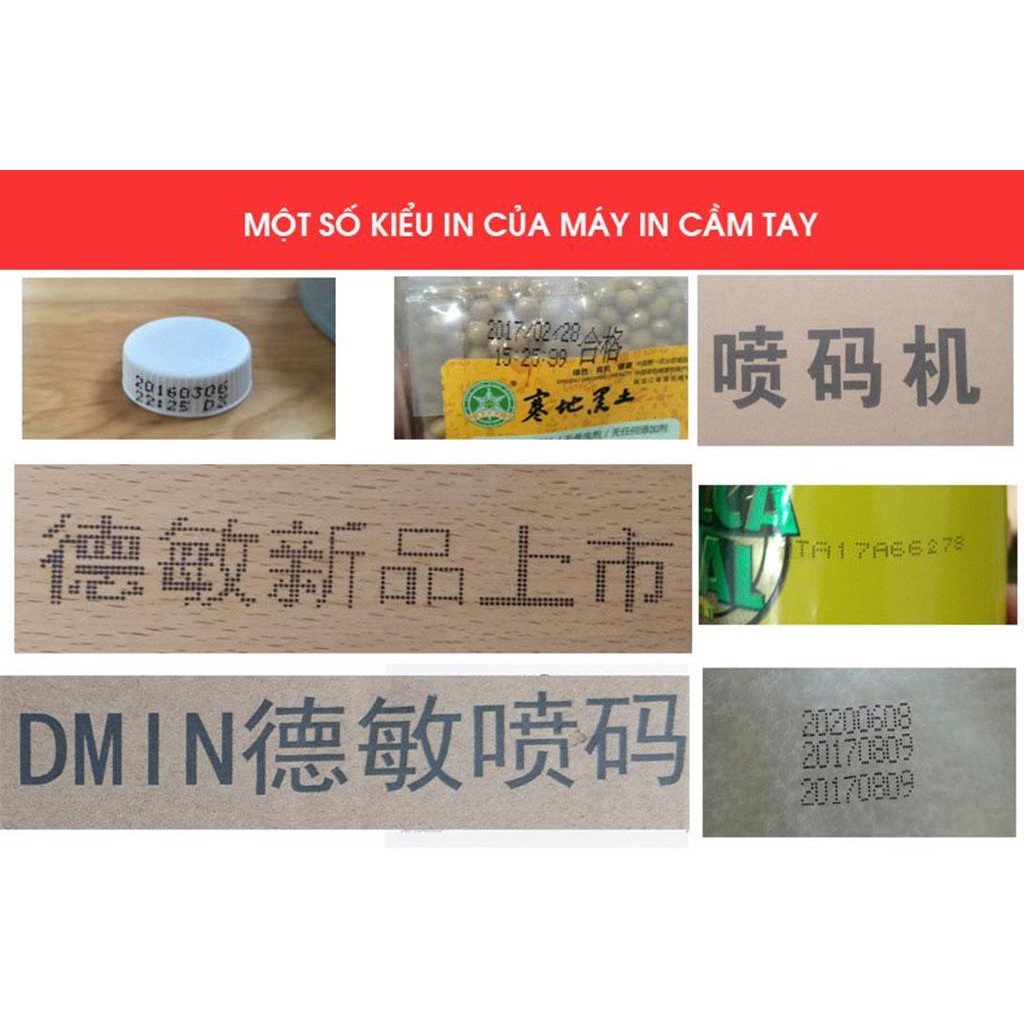 Máy in phun cầm tay in logo, nhãn hiệu, in mã vạch, số seri ,,in số lô hàng, in mã vạch, đóng date trên mọi vật liệu