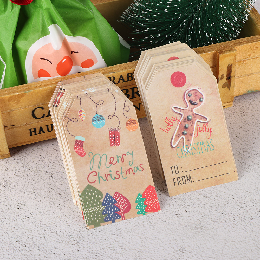 Set 50 Thẻ Giấy Kraft Treo Trang Trí Giáng Sinh DIY