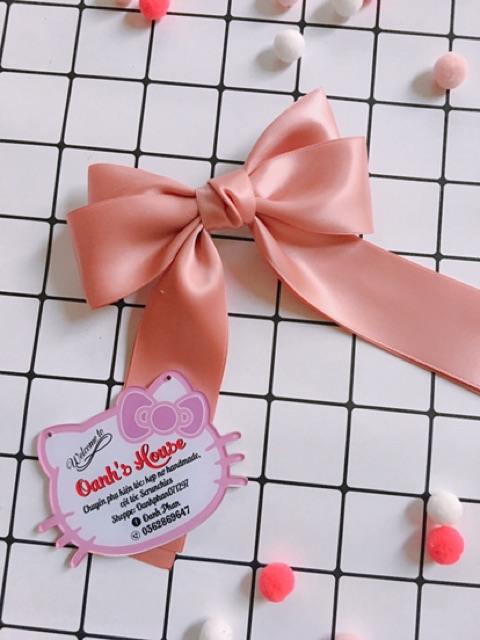 Kẹp nơ satin silk basic 2 tầng