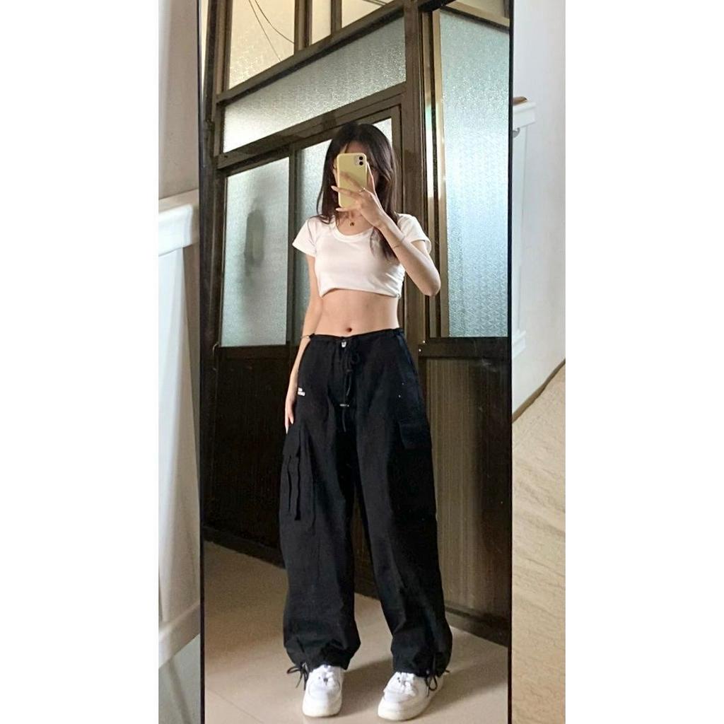 Chất lượng cao EMILIA SHOP chất lượng cao quần y2k quần ống rộng quần túi hộp nữ quần dù 2023 NEW A23L0TD 34Z230822