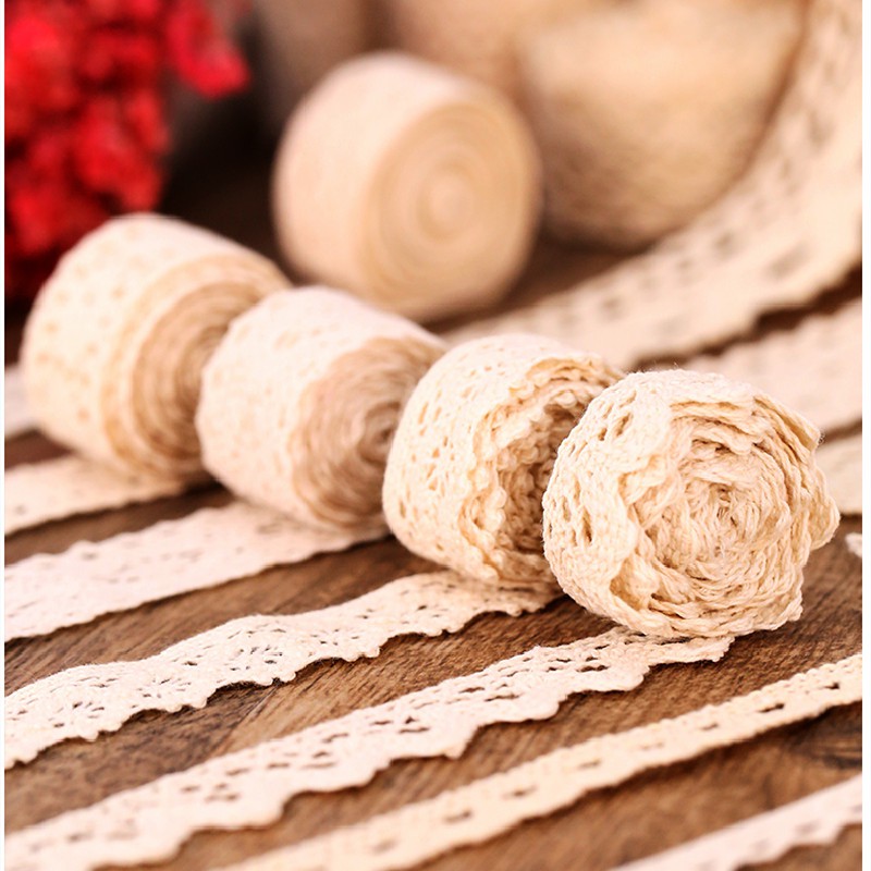 Cuộn Chỉ cotton Ren Lỗ Dài 5M Dùng Làm Đồ Thủ Công diy