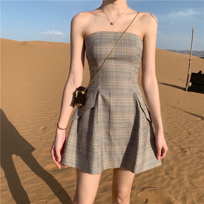 (ORDER) VÁY NGẮN NỮ cúp ngực caro / Đầm DỰ TIỆC BODY xoè ulzzang style - HÀNG MỚI VỀ