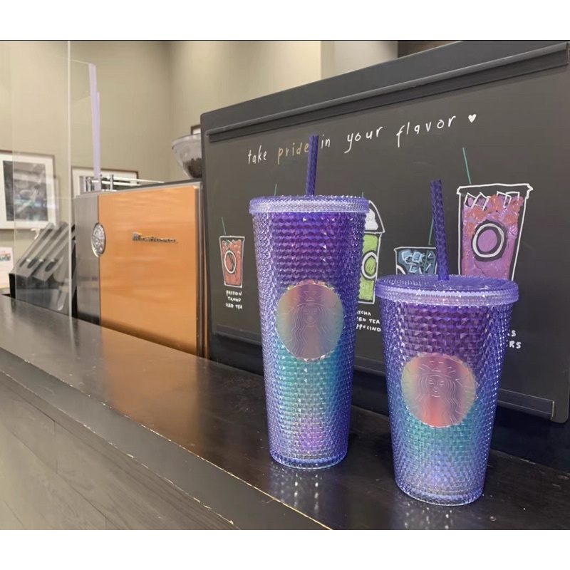 - SET LY NHỰA STUDDED PURPLE MERMAID OMBRE COLD CUP