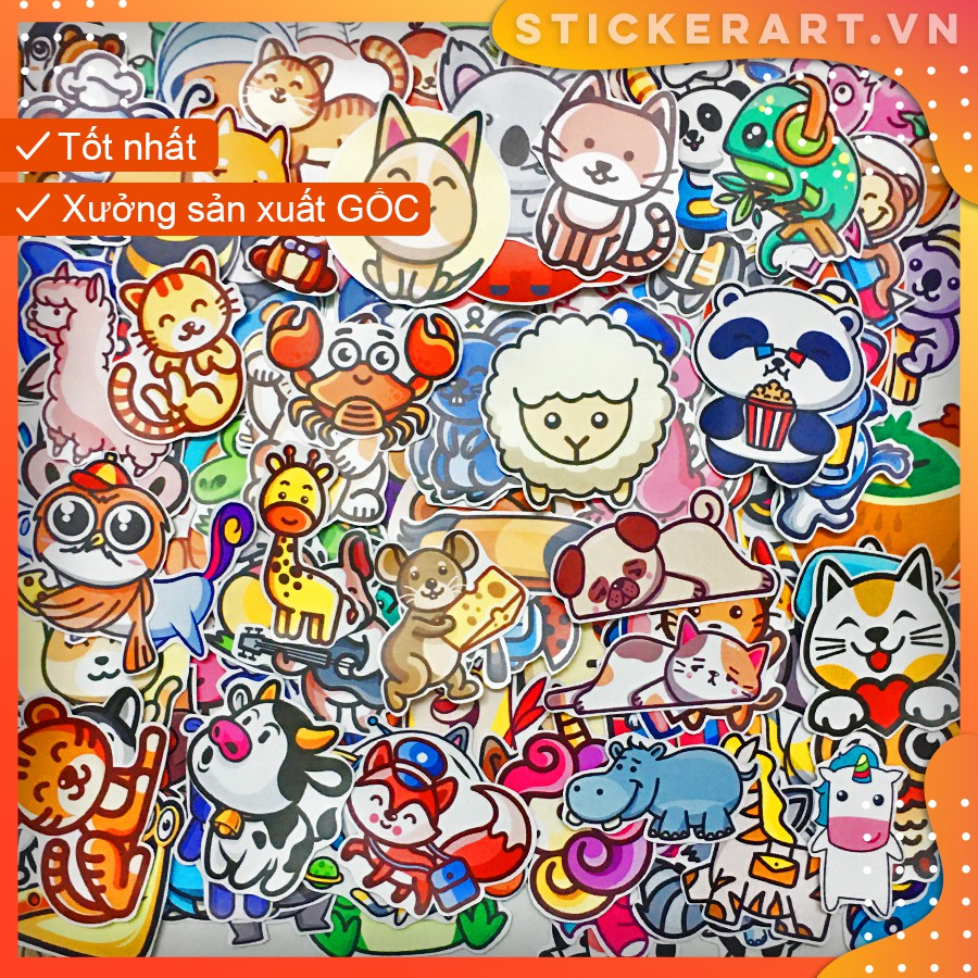 [KAWAII ĐỘNG VẬT] 122 Sticker chống nước/trang trí,dán xe laptop mũ bảo hiểm vali...