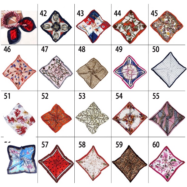 Khăn quàng bằng vải Satin họa tiết hoa thời trang dành cho nữa vuông 50x50 cm