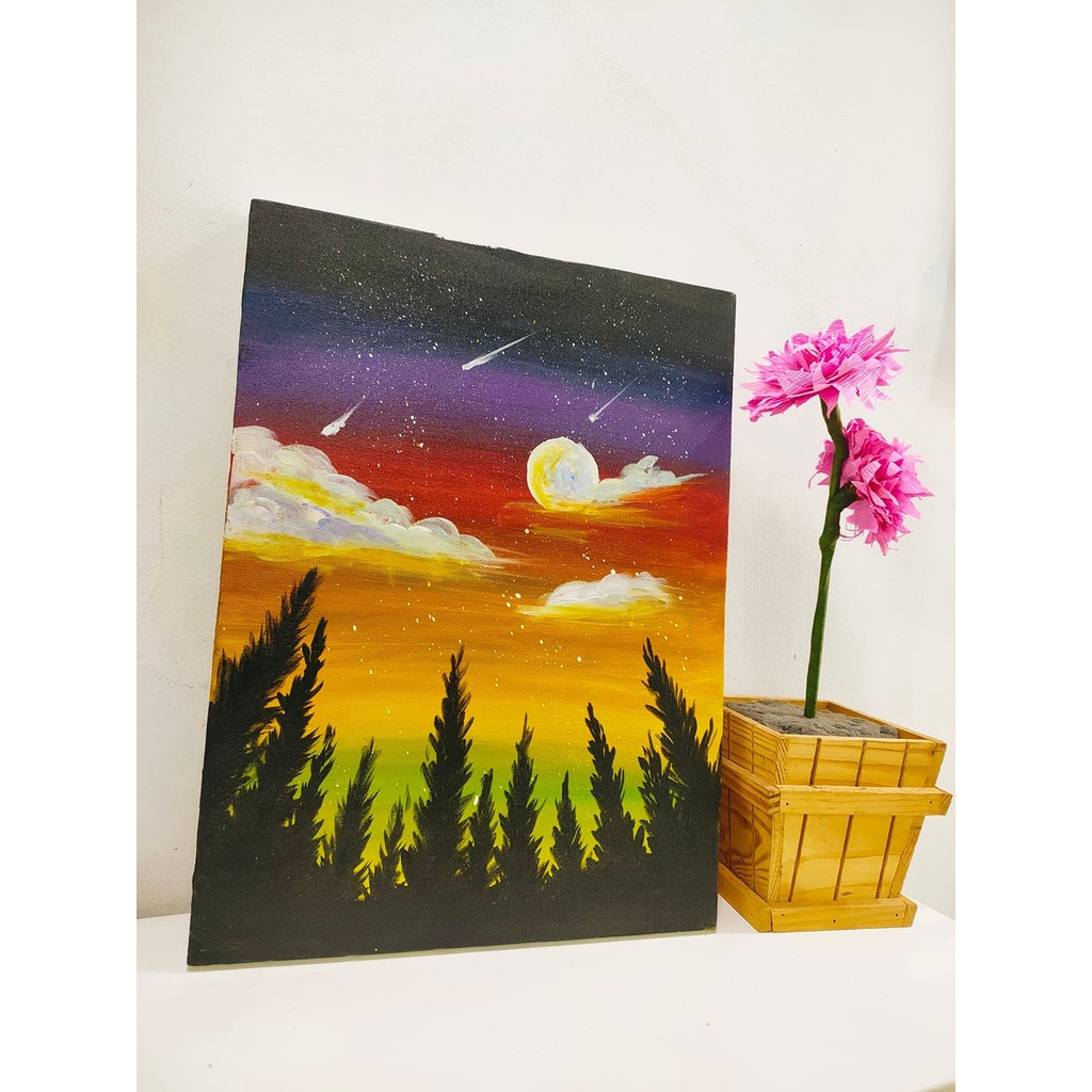 Tranh Canvas vẽ tay SAO BĂNG tô điểm thêm yêu cho ngôi nhà bạn