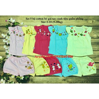 Set 5 bộ bé gái tay cánh tiên