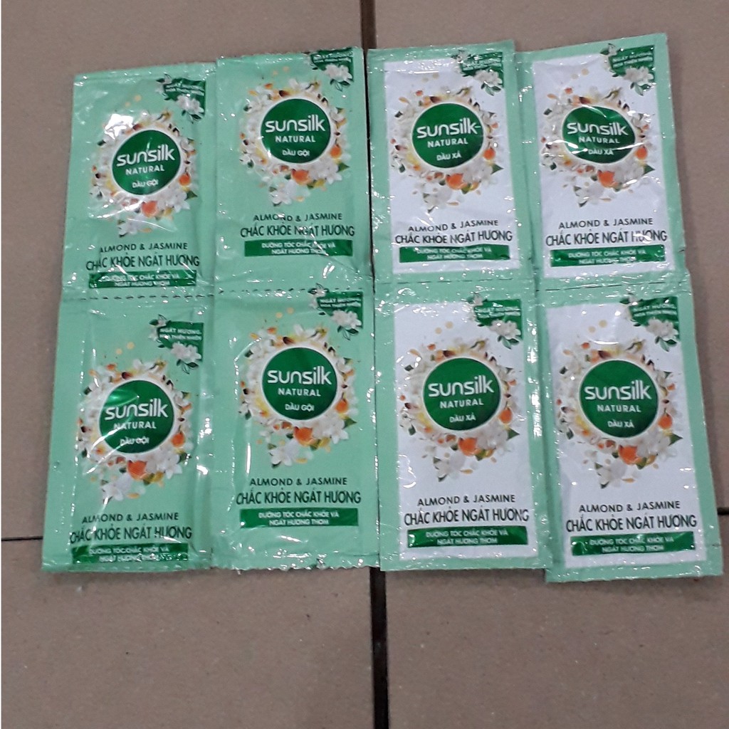 Combo 25 gội 25 xả gói dầu gội SUNSILK (xanh lá)