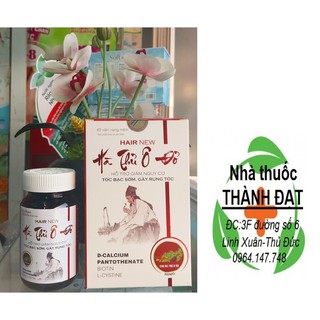 HAIR NEW hà thủ ô đỏ giảm nguy cơ tóc bạc sớm, gãy rụng tóc (lọ 60 viên)