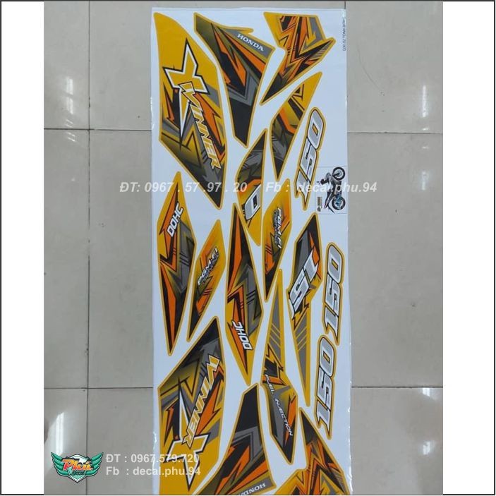 Tem Winner X vàng cam đen (V)