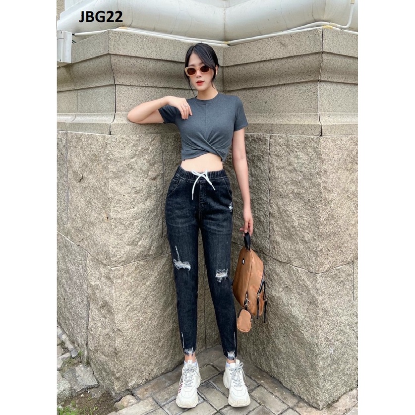 Quần Jeans Baggy Rách Lưng Chun Co Giãn JBG22