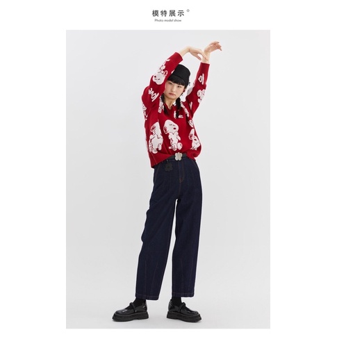 Áo len đỏ hình cún Ledin