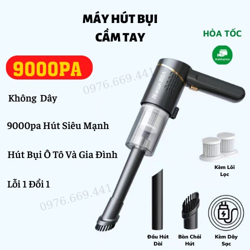 Máy Hút Bụi Mini Máy Hút Bụi Cầm Tay Không Dây Hut Bui Ô Tô Sạch Bui Mịn Lông Chó Mèo Và Ga Gối ASAKI OFFICIAL