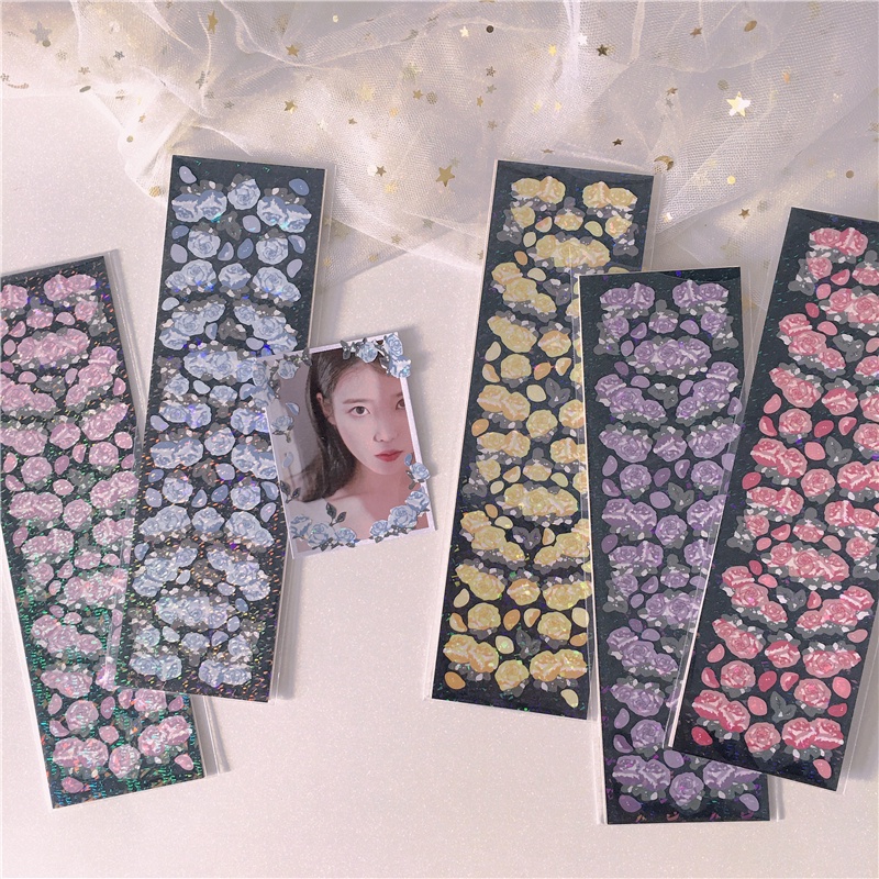 Miếng hình dán sticker hình hoa hồng laser DIY không thấm nước thời trang