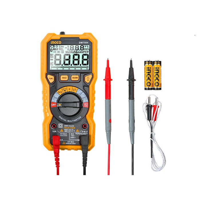 Máy Dụng Cụ Đo Đồng Hồ Đo Điện Vạn Năng 600A Total TMT47503 - Ingco DM7504 Có đèn nền và đèn chiếu sáng