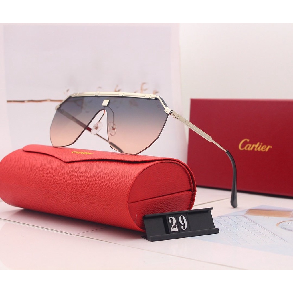 Cartier_ 2021 Mới Thời trang Hàn Quốc Khung lớn Màu phim Kính râm Nam và Nữ Xu hướng Cặp đôi Đường phố Chụp Trăm Phù hợp Trang trí Thời trang Du lịch Kỳ nghỉ Chống tia cực tím Kính râm đi biển